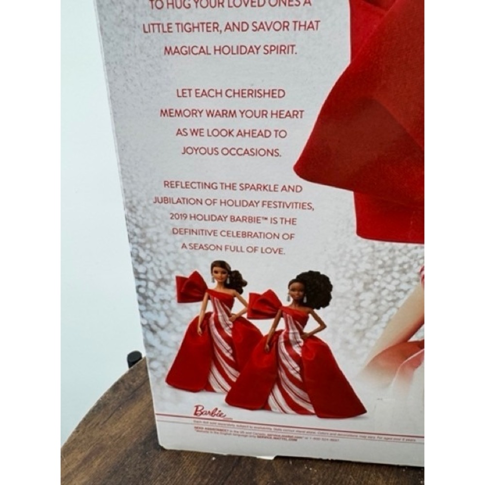 Mattel NEW 2019 Holiday Barbie Doll Red White Gown Signature Blonde - Picture 9 of 11